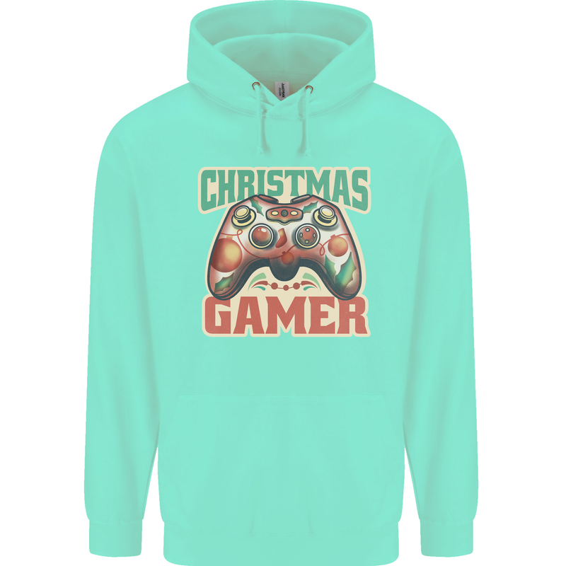 Christmas Gamer Funny Gaming Joypad Mens 80% Cotton Hoodie Peppermint