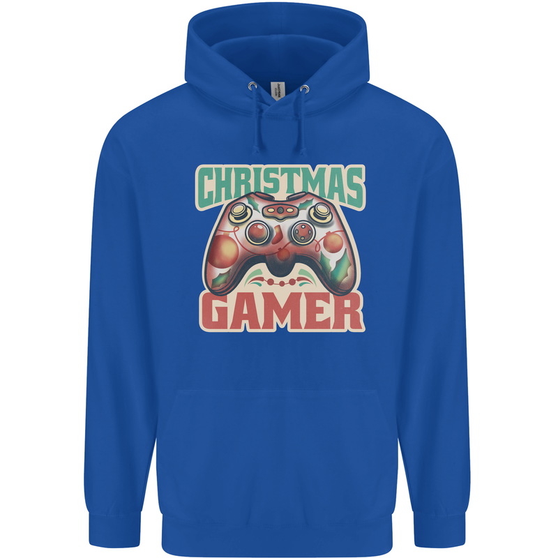 Christmas Gamer Funny Gaming Joypad Mens 80% Cotton Hoodie Royal Blue