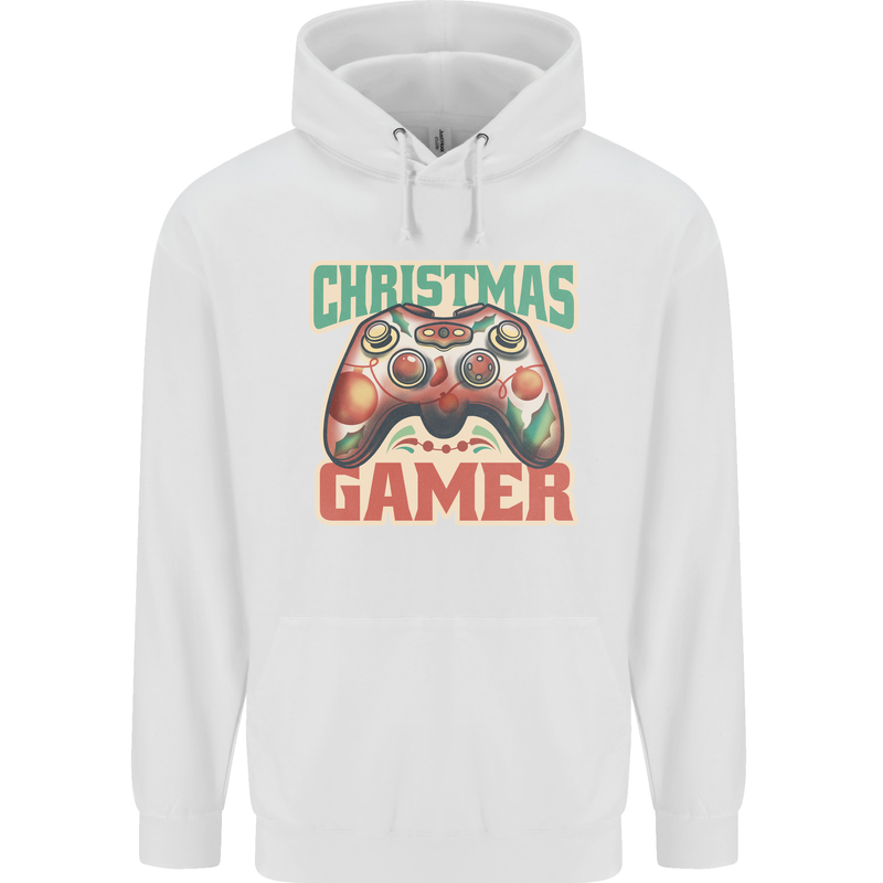 Christmas Gamer Funny Gaming Joypad Mens 80% Cotton Hoodie White