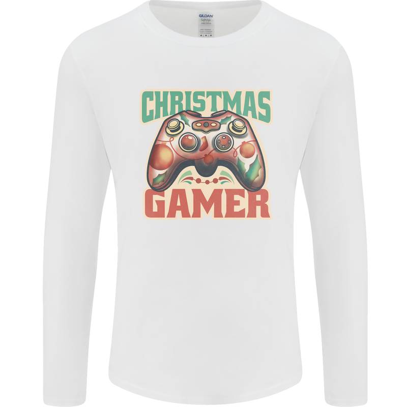 Christmas Gamer Funny Gaming Joypad Mens Long Sleeve T-Shirt White
