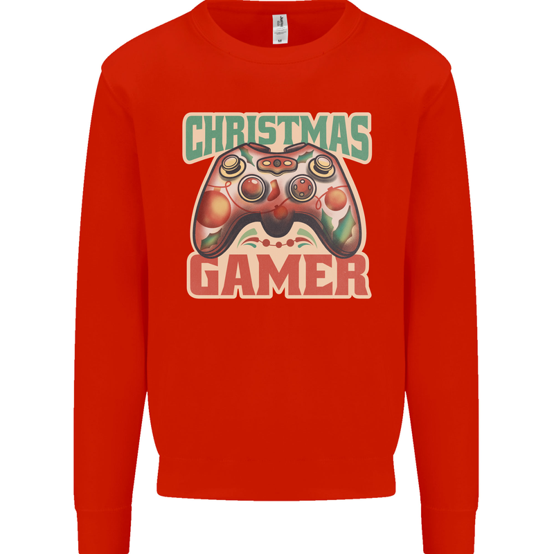 Christmas Gamer Funny Gaming Joypad Mens Sweatshirt Jumper Bright Red