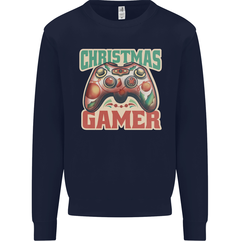 Christmas Gamer Funny Gaming Joypad Mens Sweatshirt Jumper Navy Blue