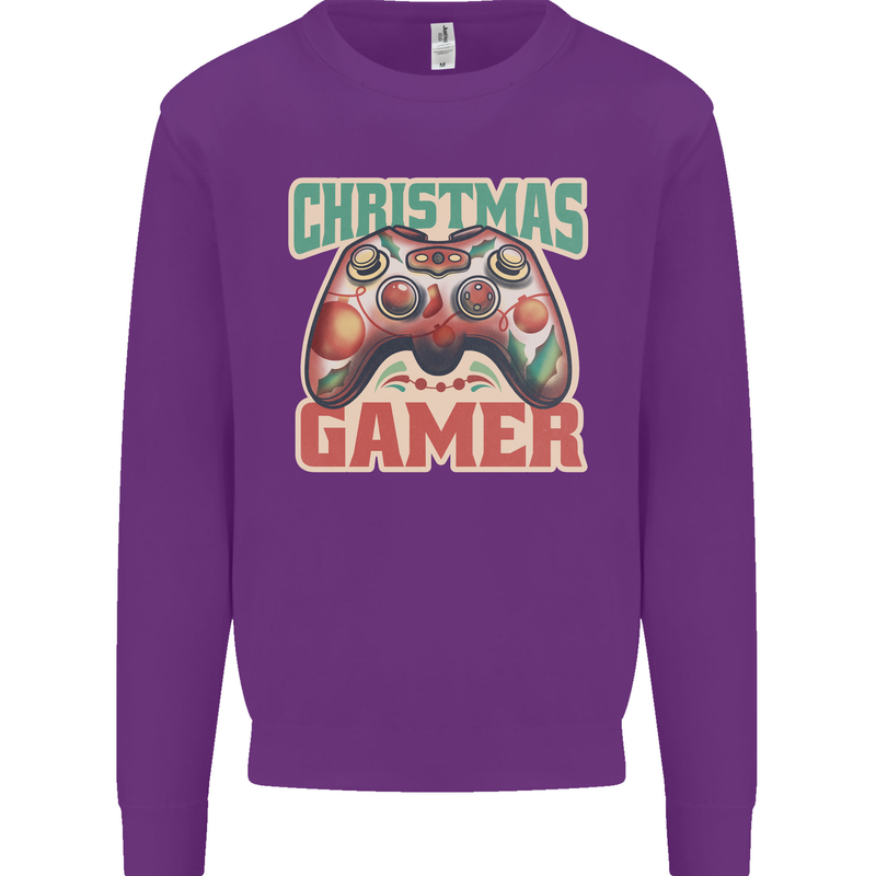 Christmas Gamer Funny Gaming Joypad Mens Sweatshirt Jumper Purple