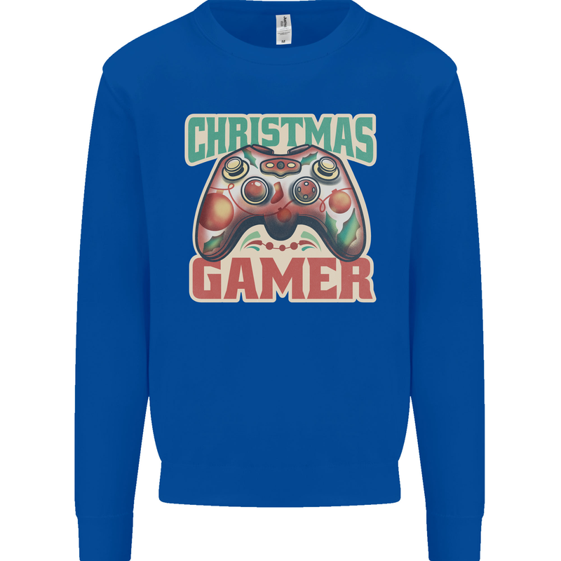 Christmas Gamer Funny Gaming Joypad Mens Sweatshirt Jumper Royal Blue