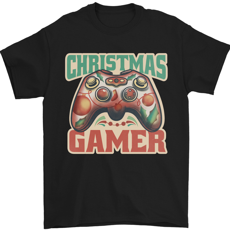 Christmas Gamer Funny Gaming Joypad Mens T-Shirt 100% Cotton Black
