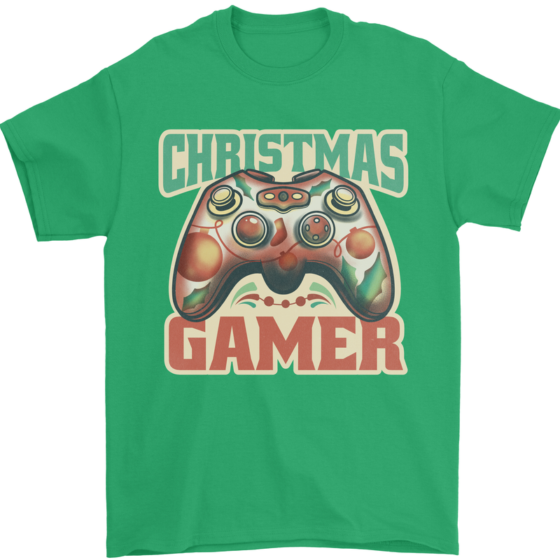 Christmas Gamer Funny Gaming Joypad Mens T-Shirt 100% Cotton Irish Green