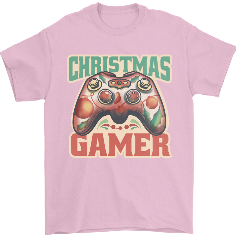 Christmas Gamer Funny Gaming Joypad Mens T-Shirt 100% Cotton Light Pink