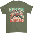 Christmas Gamer Funny Gaming Joypad Mens T-Shirt 100% Cotton Military Green
