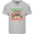Christmas Gamer Funny Gaming Joypad Mens V-Neck Cotton T-Shirt Sports Grey