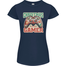 Christmas Gamer Funny Gaming Joypad Womens Petite Cut T-Shirt Navy Blue
