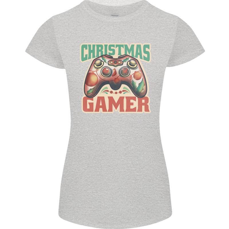 Christmas Gamer Funny Gaming Joypad Womens Petite Cut T-Shirt Sports Grey