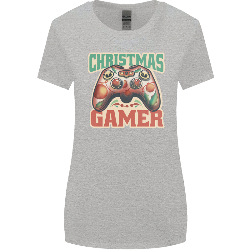 Christmas Gamer Funny Gaming Joypad Womens Wider Cut T-Shirt Sports Grey