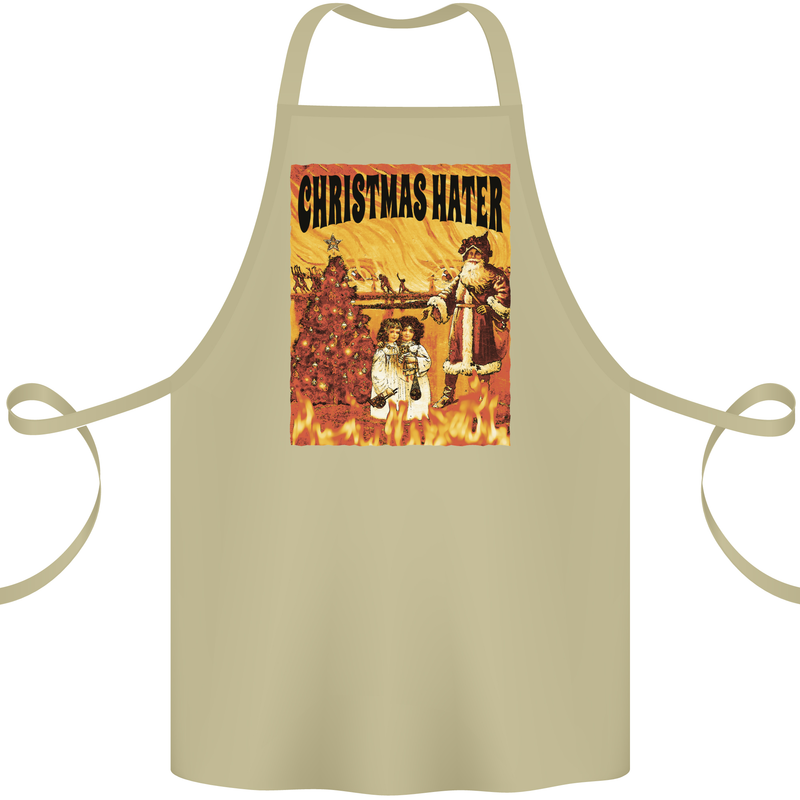 Christmas Hater Bah Humbug Cotton Apron 100% Organic Khaki