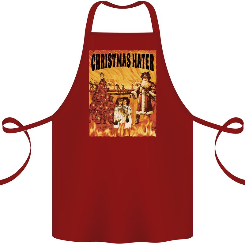 Christmas Hater Bah Humbug Cotton Apron 100% Organic Maroon