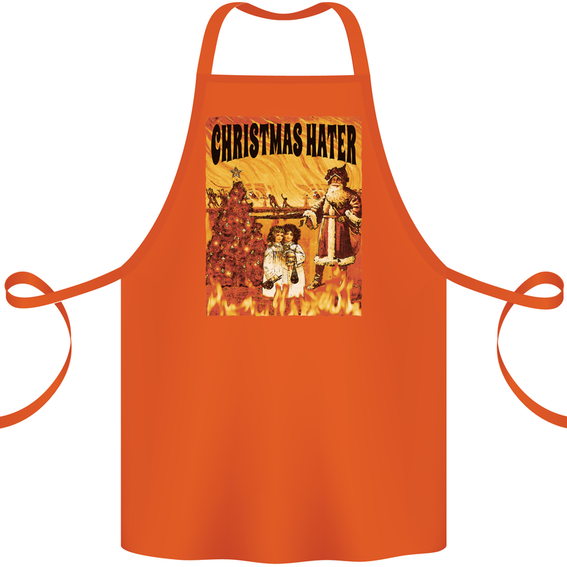 Christmas Hater Bah Humbug Cotton Apron 100% Organic Orange