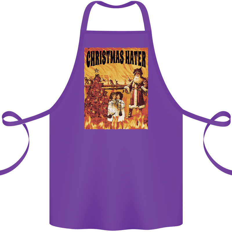 Christmas Hater Bah Humbug Cotton Apron 100% Organic Purple