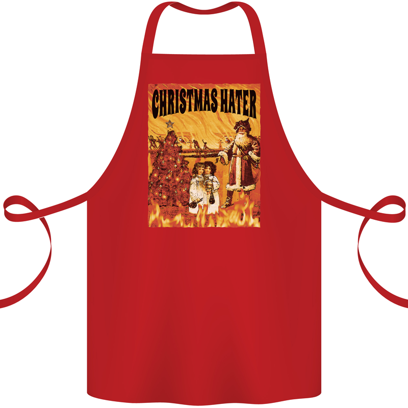 Christmas Hater Bah Humbug Cotton Apron 100% Organic Red