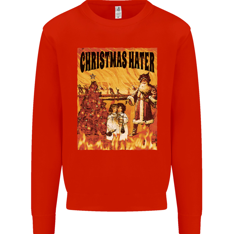 Christmas Hater Bah Humbug Kids Sweatshirt Jumper Bright Red