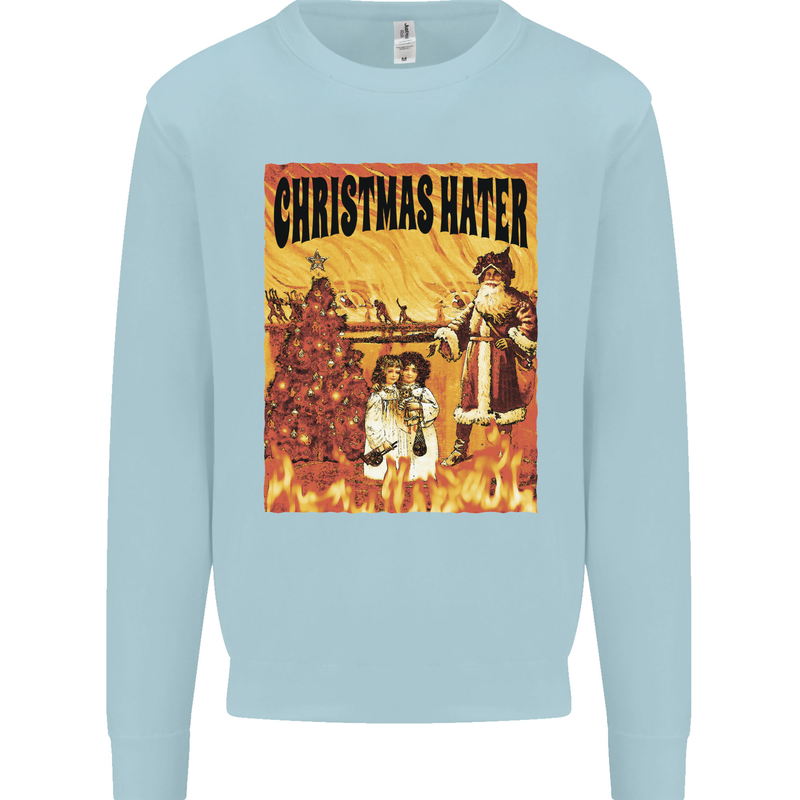 Christmas Hater Bah Humbug Kids Sweatshirt Jumper Light Blue