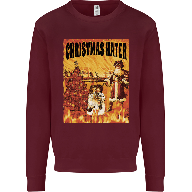 Christmas Hater Bah Humbug Kids Sweatshirt Jumper Maroon