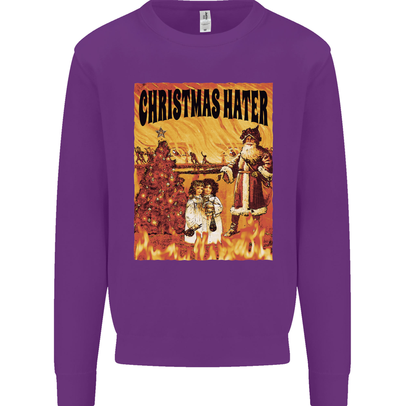 Christmas Hater Bah Humbug Kids Sweatshirt Jumper Purple