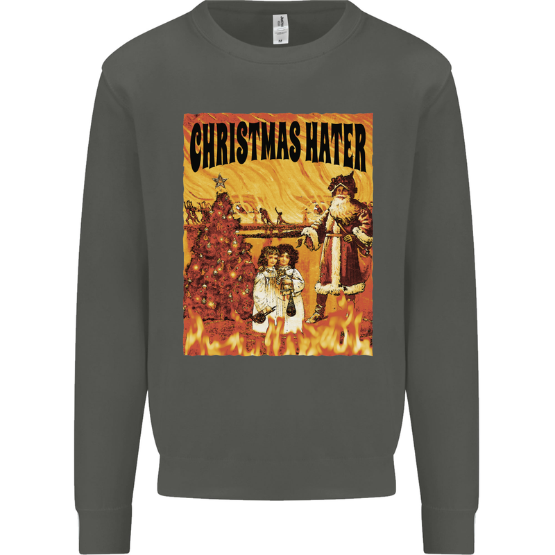 Christmas Hater Bah Humbug Kids Sweatshirt Jumper Storm Grey