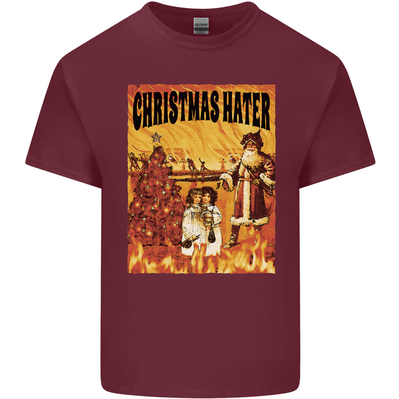 Christmas Hater Bah Humbug Mens Cotton T-Shirt Tee Top Maroon