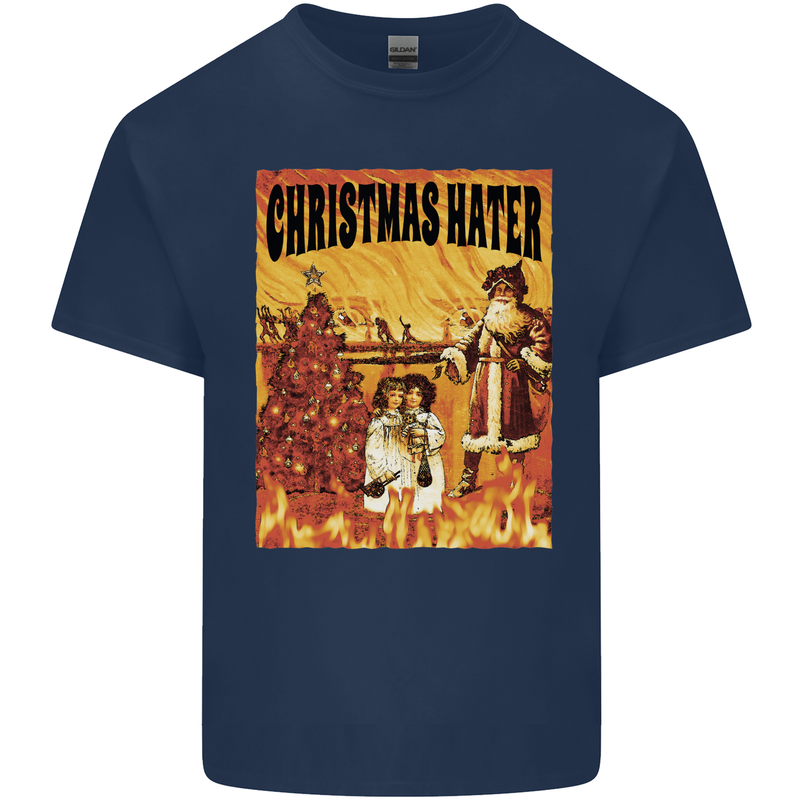 Christmas Hater Bah Humbug Mens Cotton T-Shirt Tee Top Navy Blue