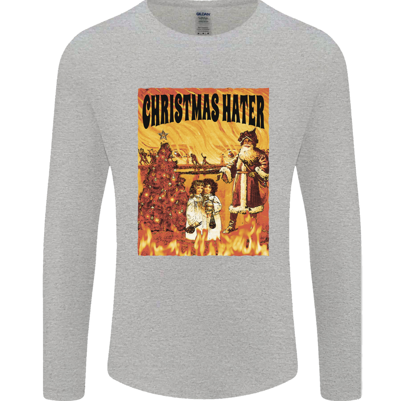 Christmas Hater Bah Humbug Mens Long Sleeve T-Shirt Sports Grey