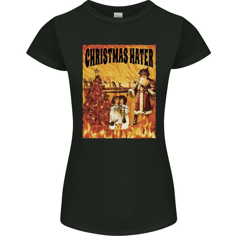 Christmas Hater Bah Humbug Womens Petite Cut T-Shirt Black