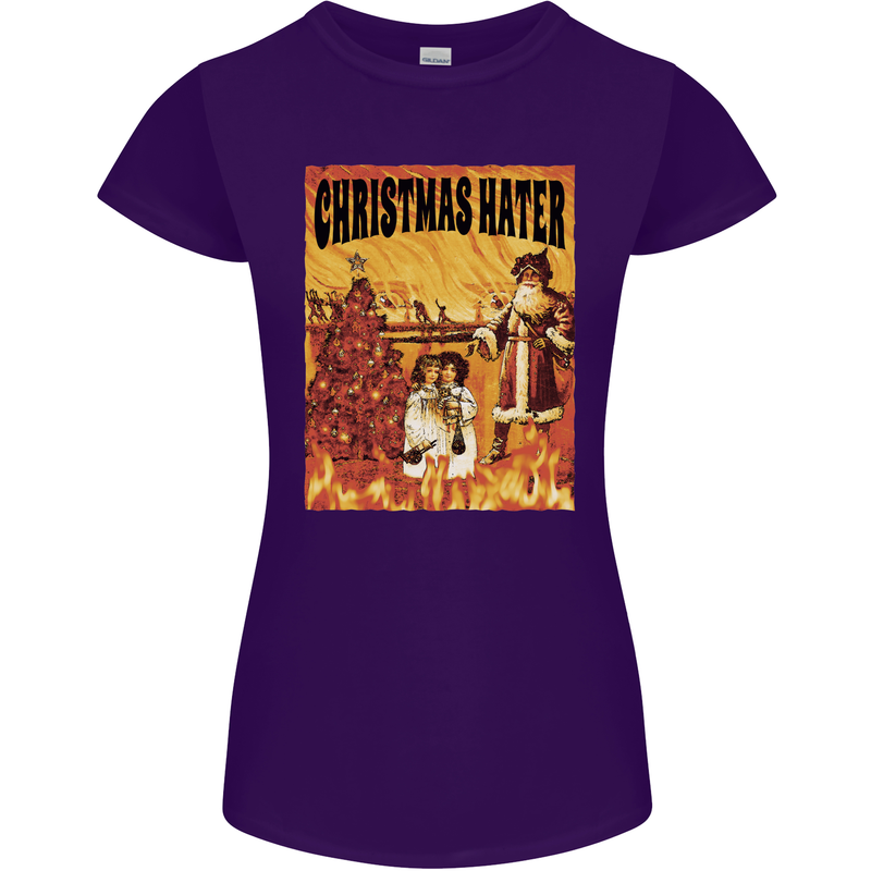 Christmas Hater Bah Humbug Womens Petite Cut T-Shirt Purple