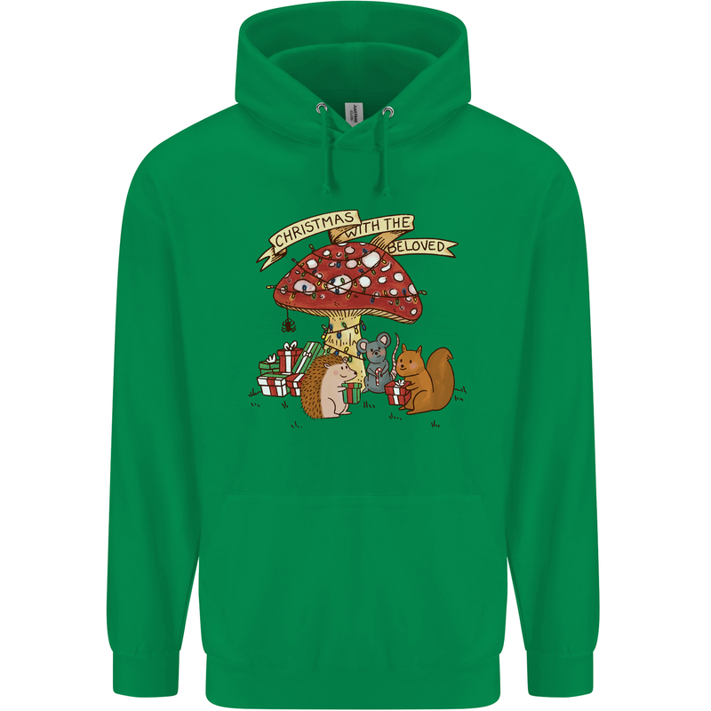 Christmas Hedgehog Toadstool Mouse Childrens Kids Hoodie Irish Green