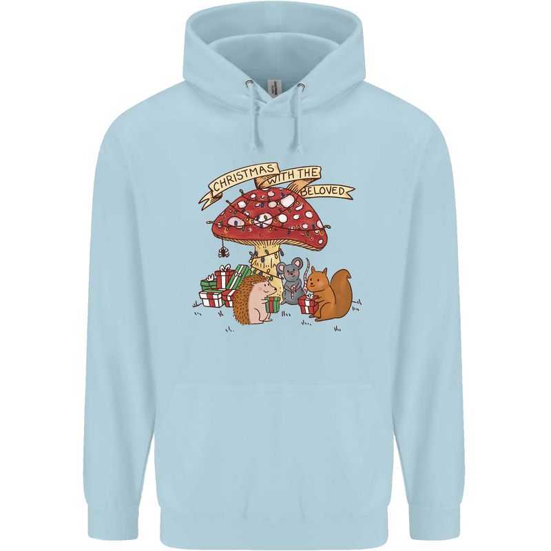 Christmas Hedgehog Toadstool Mouse Childrens Kids Hoodie Light Blue