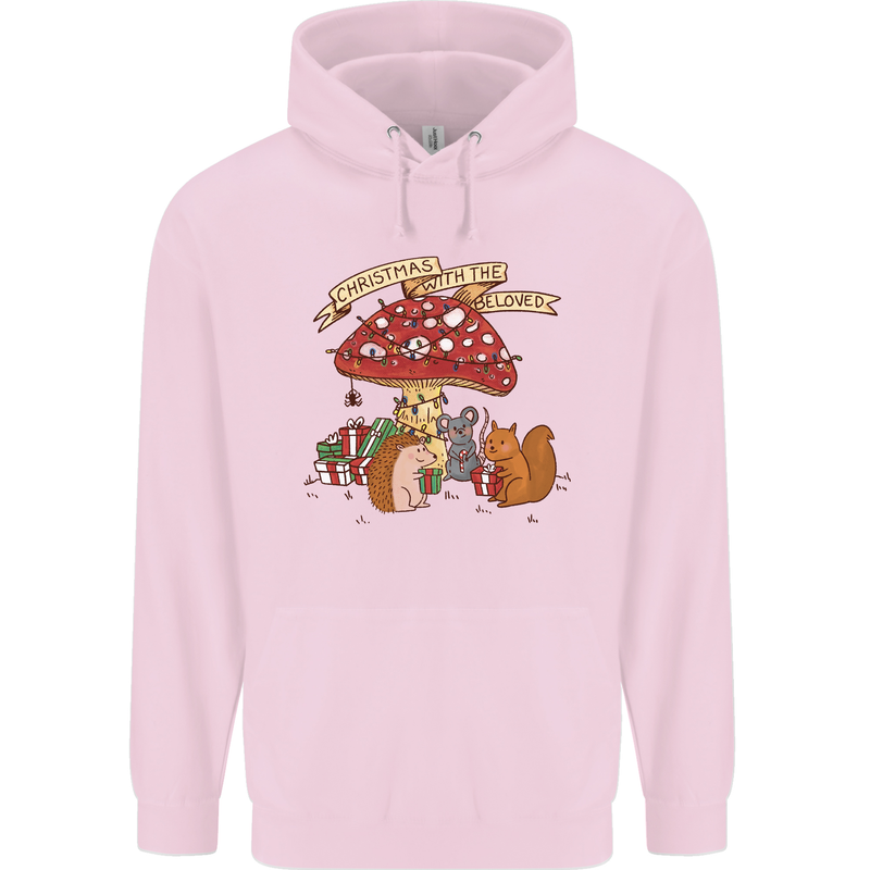 Christmas Hedgehog Toadstool Mouse Childrens Kids Hoodie Light Pink