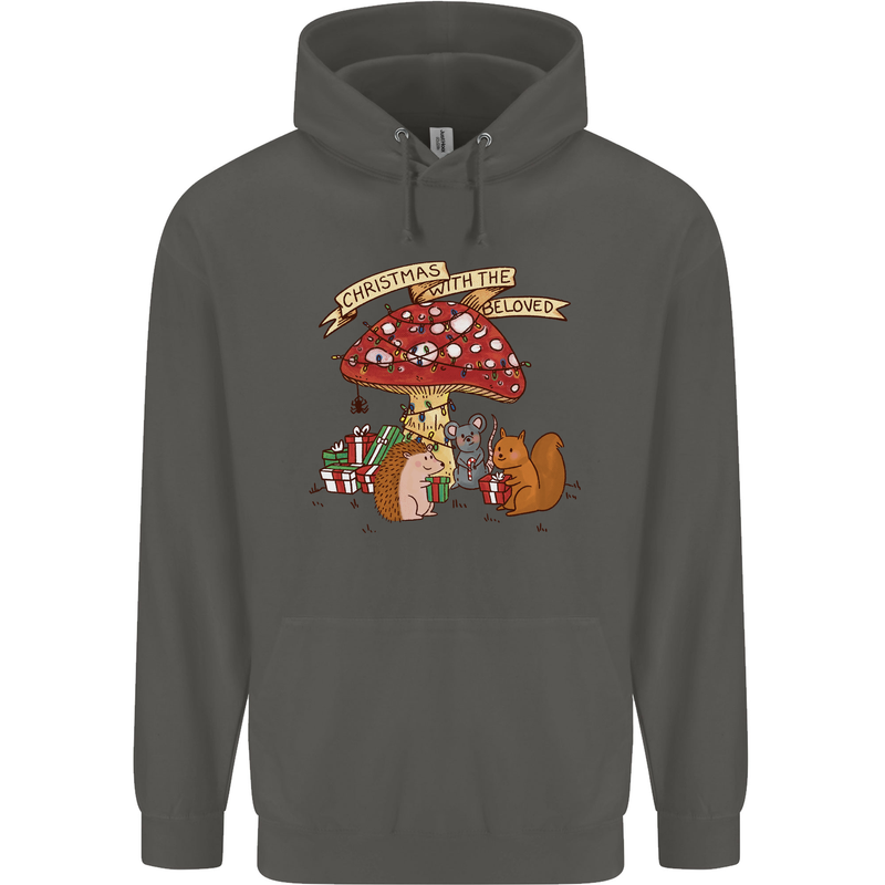 Christmas Hedgehog Toadstool Mouse Childrens Kids Hoodie Storm Grey
