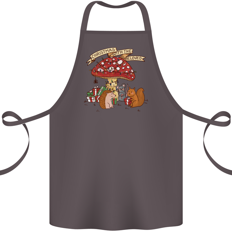 Christmas Hedgehog Toadstool Mouse Cotton Apron 100% Organic Dark Grey