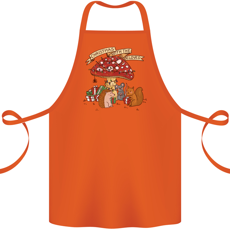 Christmas Hedgehog Toadstool Mouse Cotton Apron 100% Organic Orange