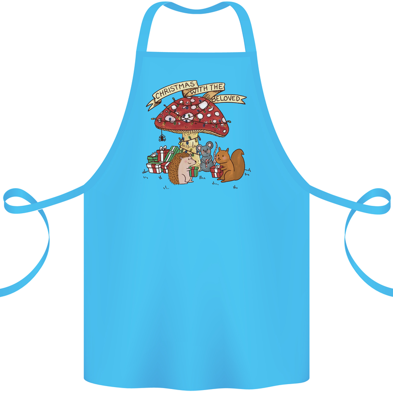Christmas Hedgehog Toadstool Mouse Cotton Apron 100% Organic Turquoise