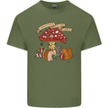 Christmas Hedgehog Toadstool Mouse Mens Cotton T-Shirt Tee Top Military Green