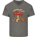 Christmas Hedgehog Toadstool Mouse Mens V-Neck Cotton T-Shirt Charcoal