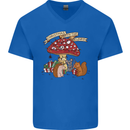 Christmas Hedgehog Toadstool Mouse Mens V-Neck Cotton T-Shirt Royal Blue