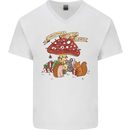 Christmas Hedgehog Toadstool Mouse Mens V-Neck Cotton T-Shirt White