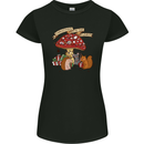 Christmas Hedgehog Toadstool Mouse Womens Petite Cut T-Shirt Black