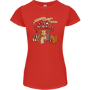 Christmas Hedgehog Toadstool Mouse Womens Petite Cut T-Shirt Red