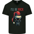Christmas I'll Be Back SCI-FI Funny Xmas Mens V-Neck Cotton T-Shirt Black