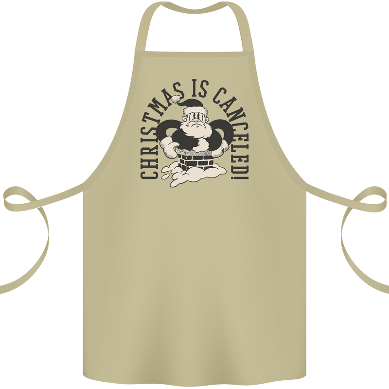 Christmas Is Cancelled Funny Bah Humbug Cotton Apron 100% Organic Khaki