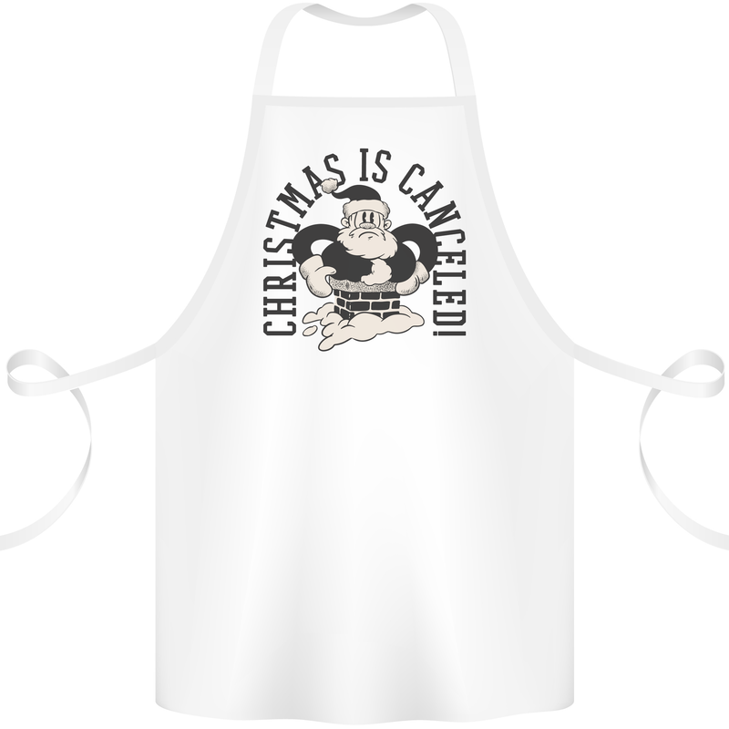 Christmas Is Cancelled Funny Bah Humbug Cotton Apron 100% Organic White