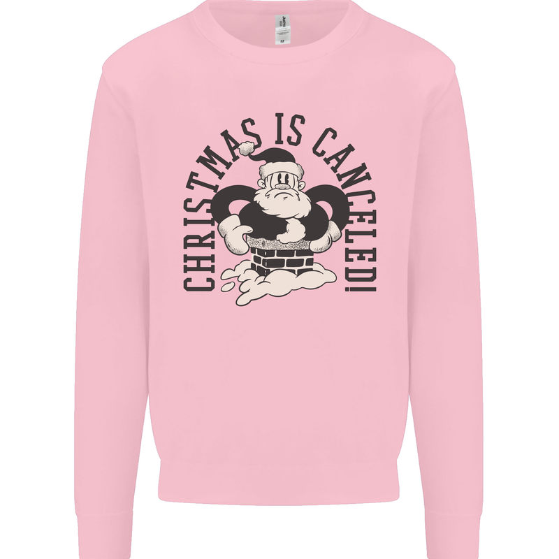 Christmas Is Cancelled Funny Bah Humbug Mens Sweatshirt Jumper Light Pink