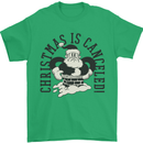 Christmas Is Cancelled Funny Bah Humbug Mens T-Shirt 100% Cotton Irish Green