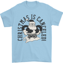 Christmas Is Cancelled Funny Bah Humbug Mens T-Shirt 100% Cotton Light Blue